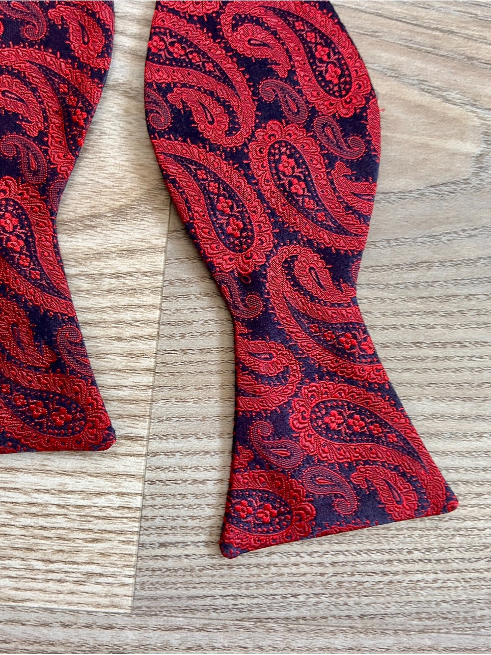 Ted Baker Red Paisley Self-Tie Bow Tie on Black